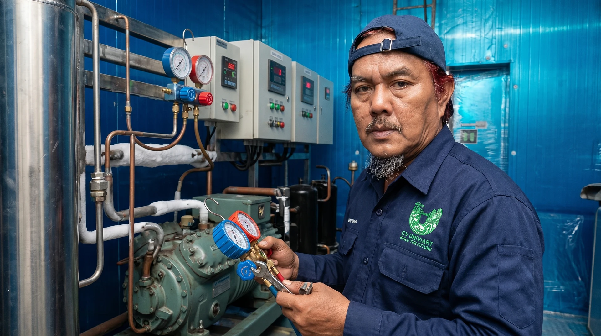 Teknisi CV Univiart sedang bekerja